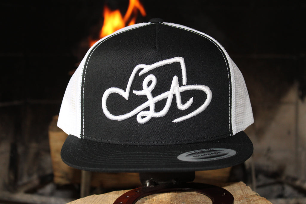 LA SHAPES LOGO BLACK & WHITE TRUCKER HAT