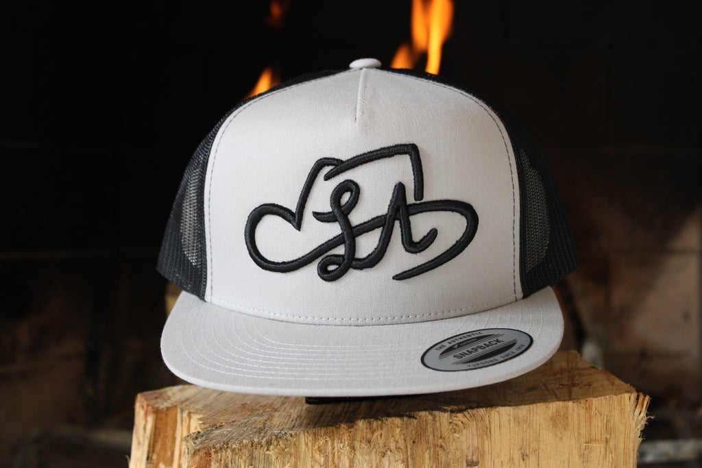 LA SHAPES LOGO GREY & BLACK TRUCKER HAT