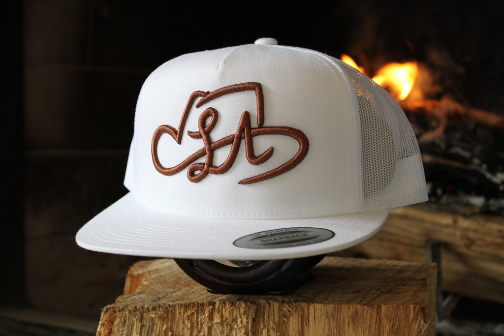 LA SHAPES LOGO WHITE TRUCKER HAT