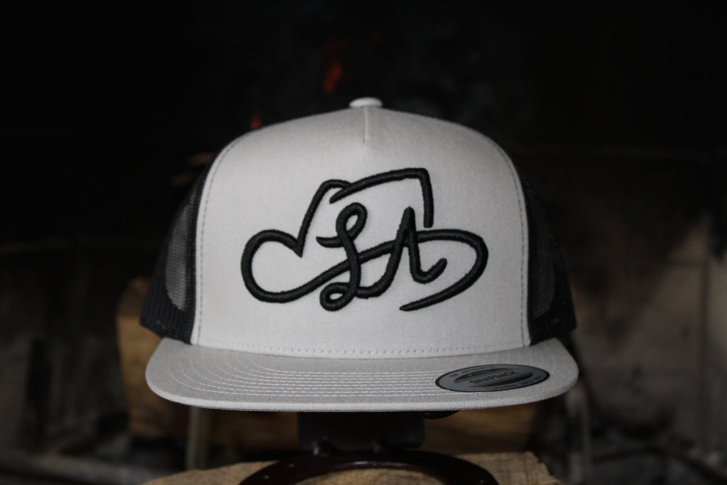 LA SHAPES LOGO GREY & BLACK TRUCKER HAT