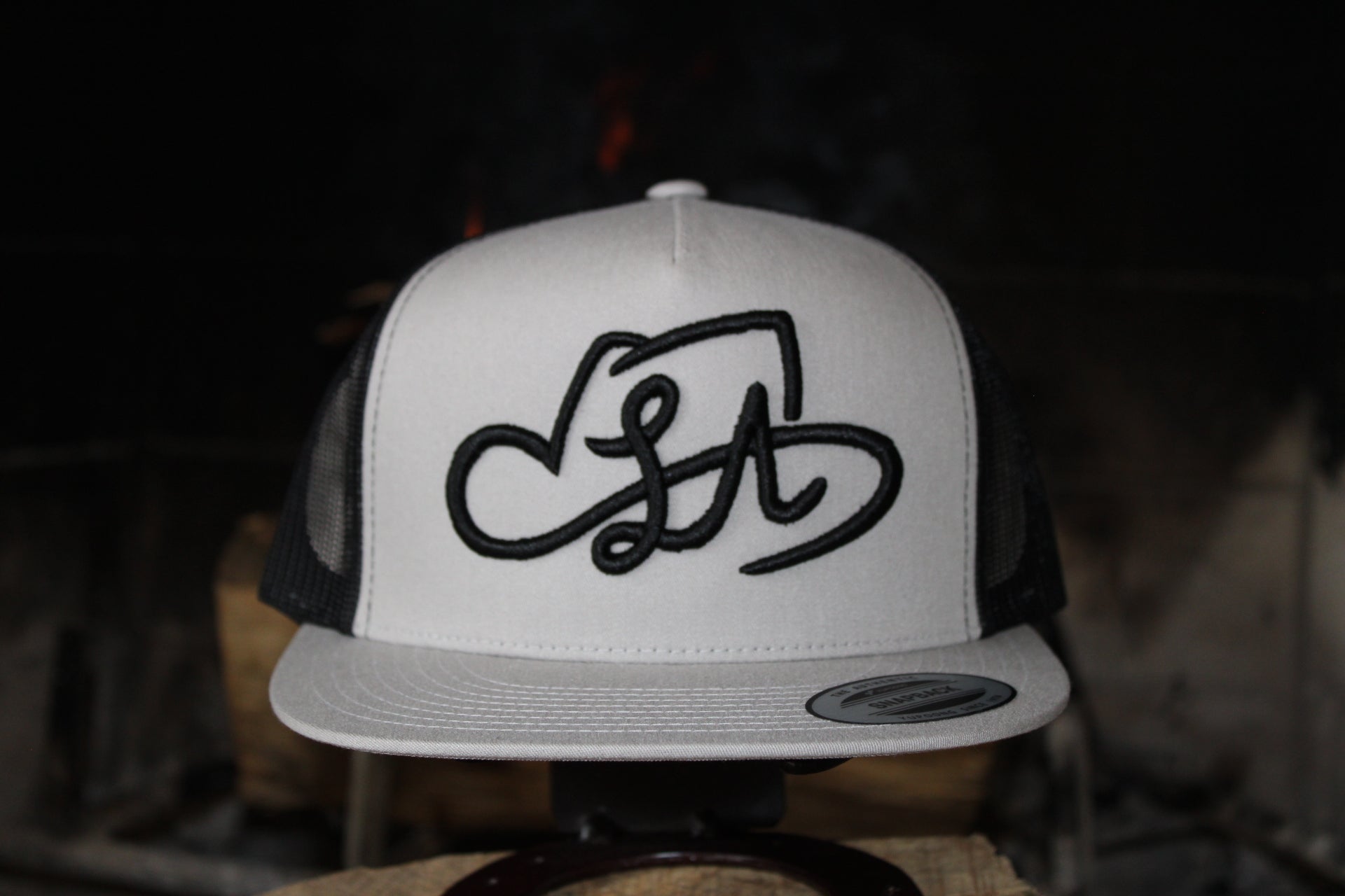 LA SHAPES LOGO GREY & BLACK TRUCKER HAT