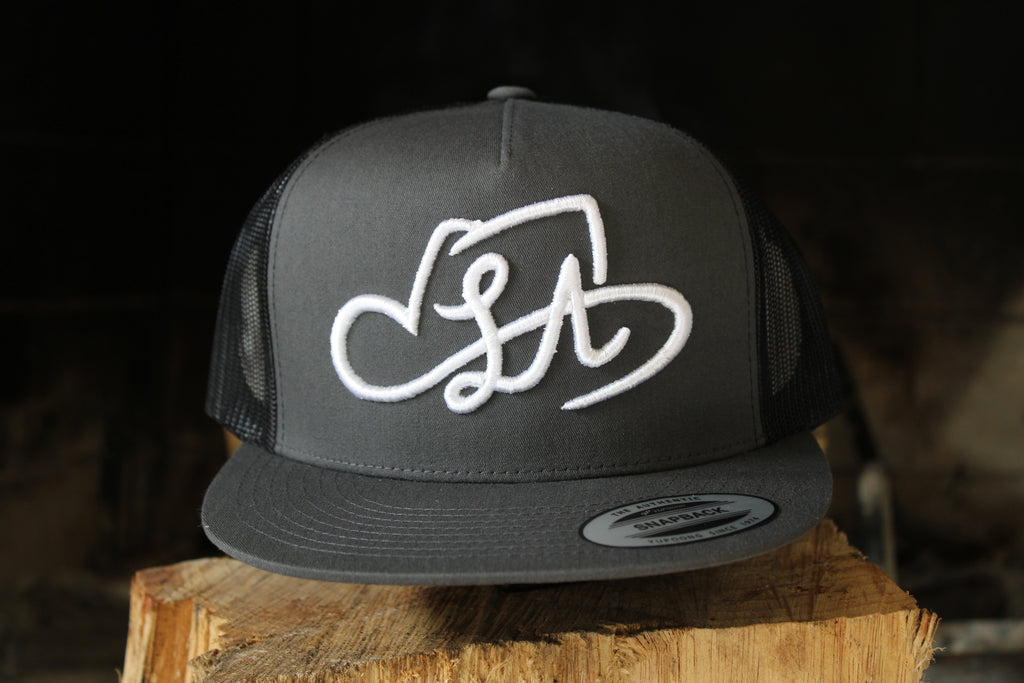 LA SHAPES LOGO CHARCOAL & BLACK TRUCKER HAT