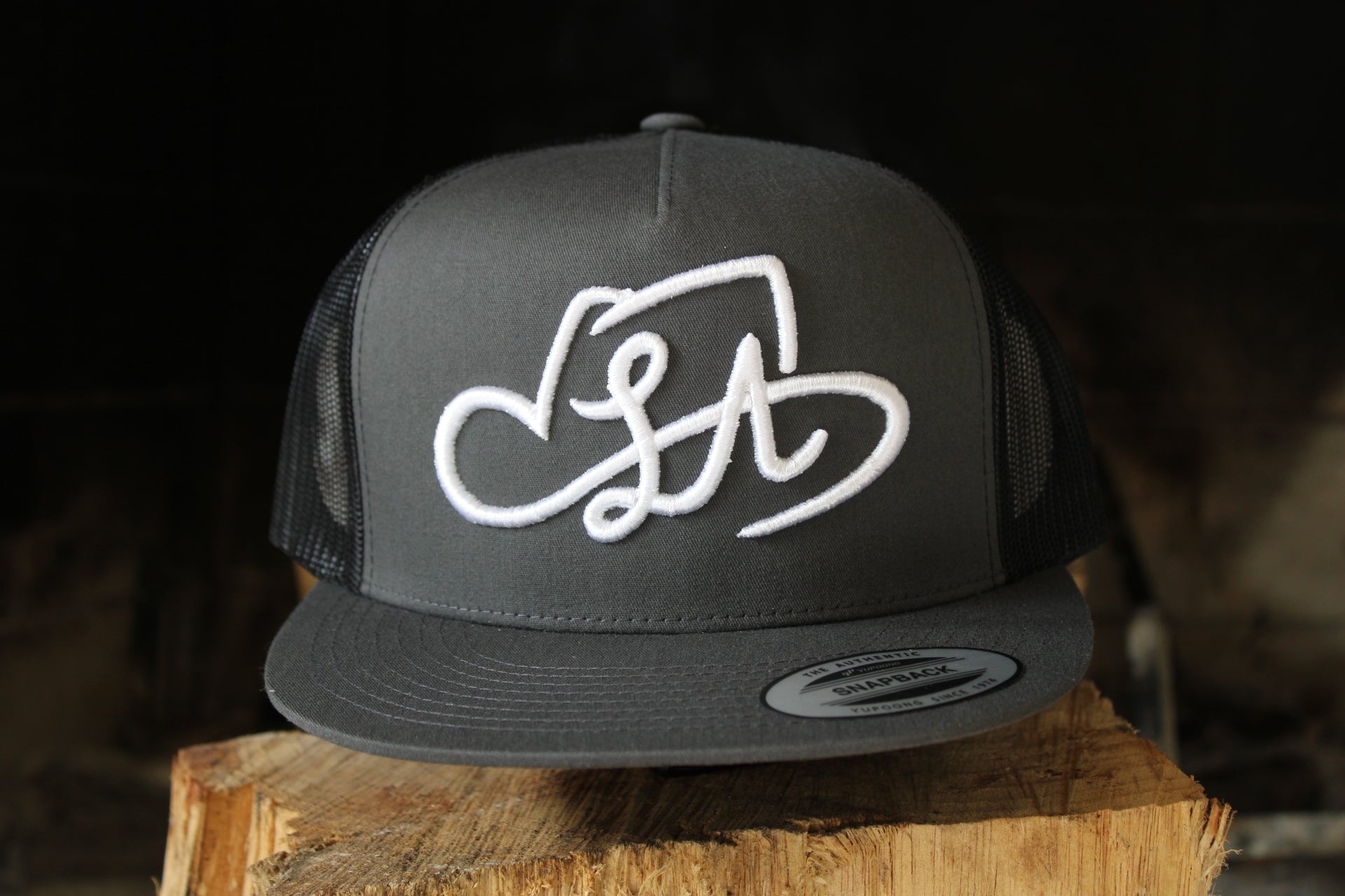 LA SHAPES LOGO CHARCOAL & BLACK TRUCKER HAT