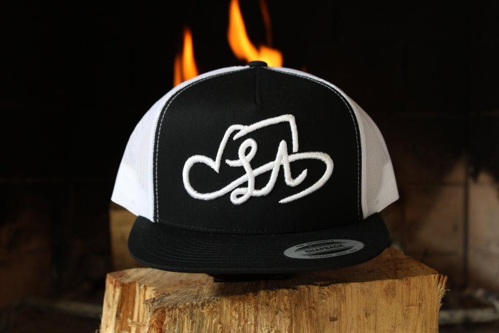 LA SHAPES LOGO BLACK & WHITE TRUCKER HAT