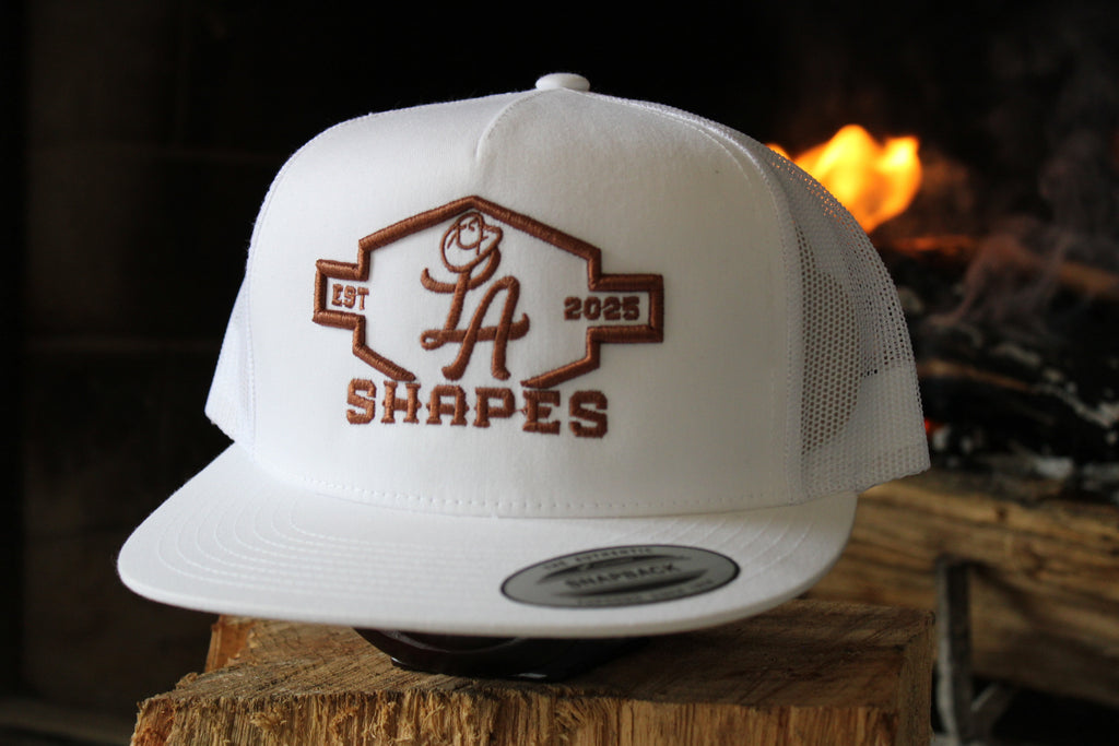 LA SHAPES WHITE TRUCKER HAT