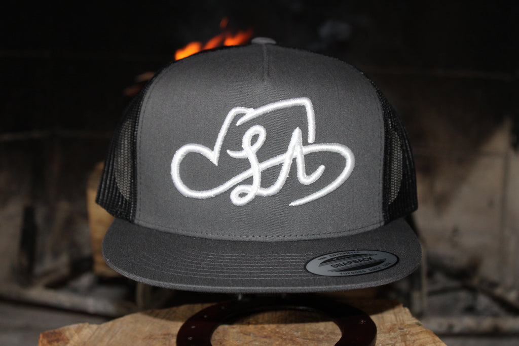 LA SHAPES LOGO CHARCOAL & BLACK TRUCKER HAT