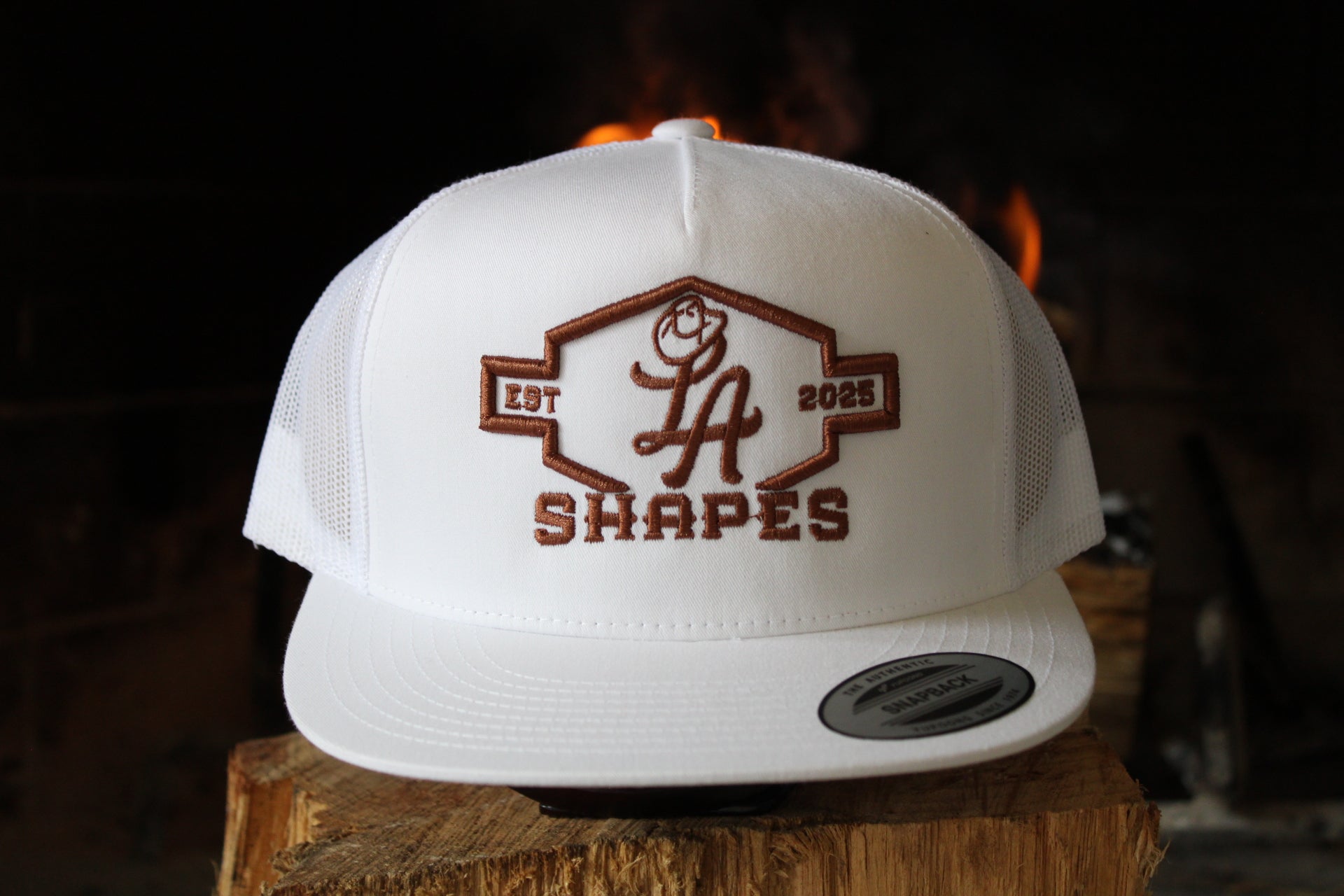 LA SHAPES WHITE TRUCKER HAT