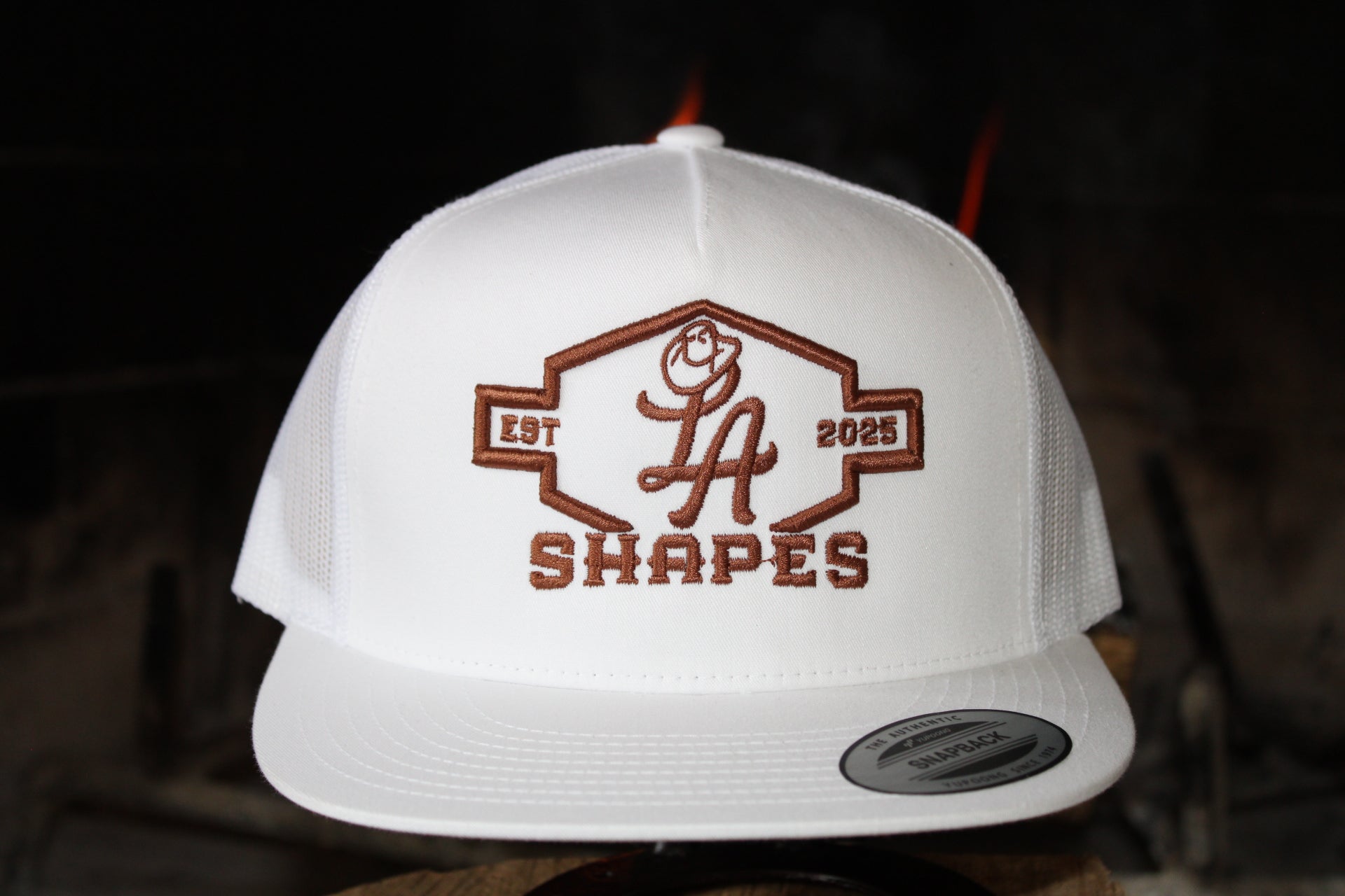 LA SHAPES WHITE TRUCKER HAT